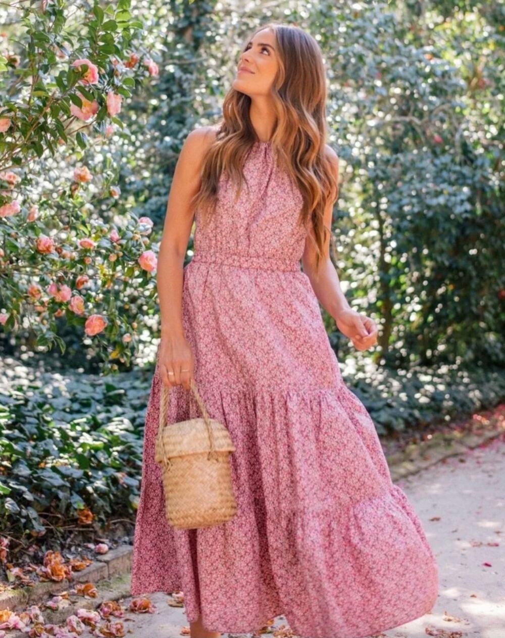 La Vie Rebecca Taylor | NWT Meadow Floral Cotton Maxi Dress Rose Clair Ditsy M